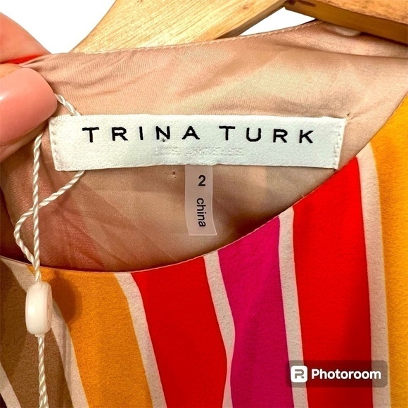 TRINA TURK Raquel Dress Mini Striped Shift Retro Bell Sleeves NEW Size 2 - Picture 8 of 16